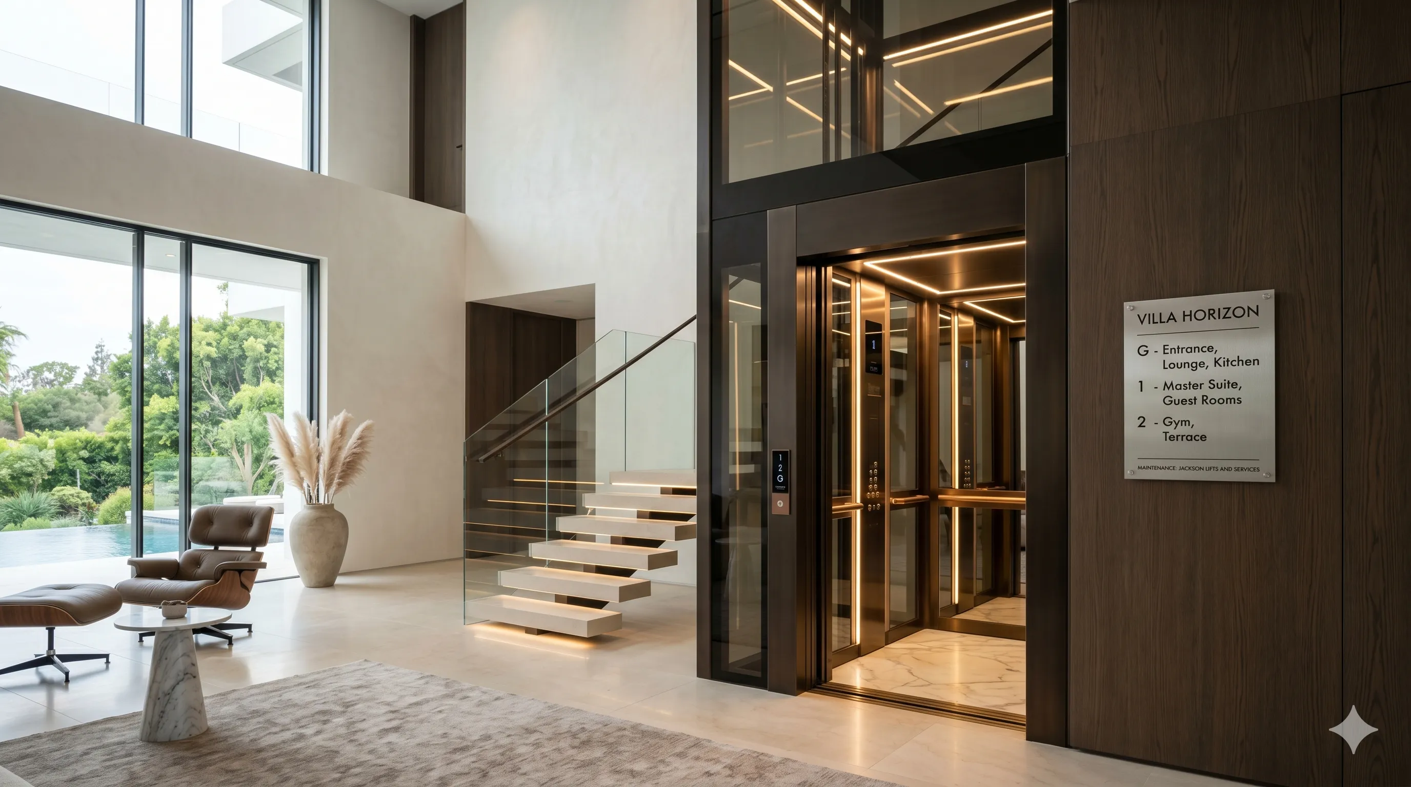 Modern home elevator in luxury villa interior Hyderabad